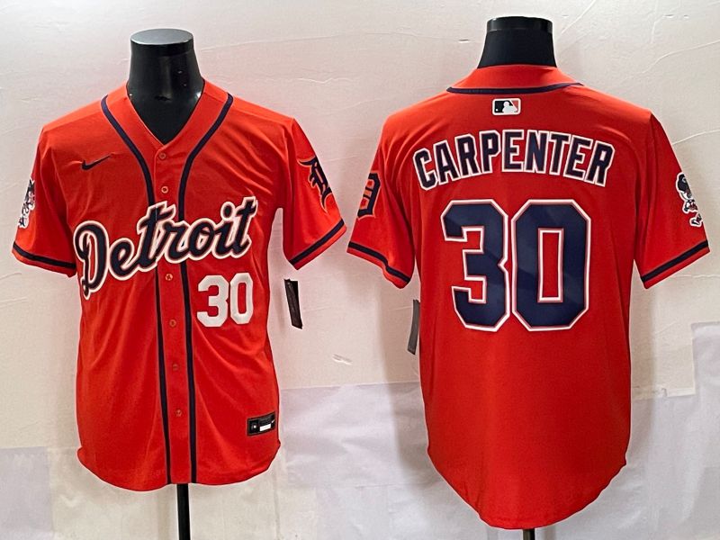 Men 2025 Detroit Tigers 30 Carpenter Orange Fashion Nike MLB Jersey style 7153